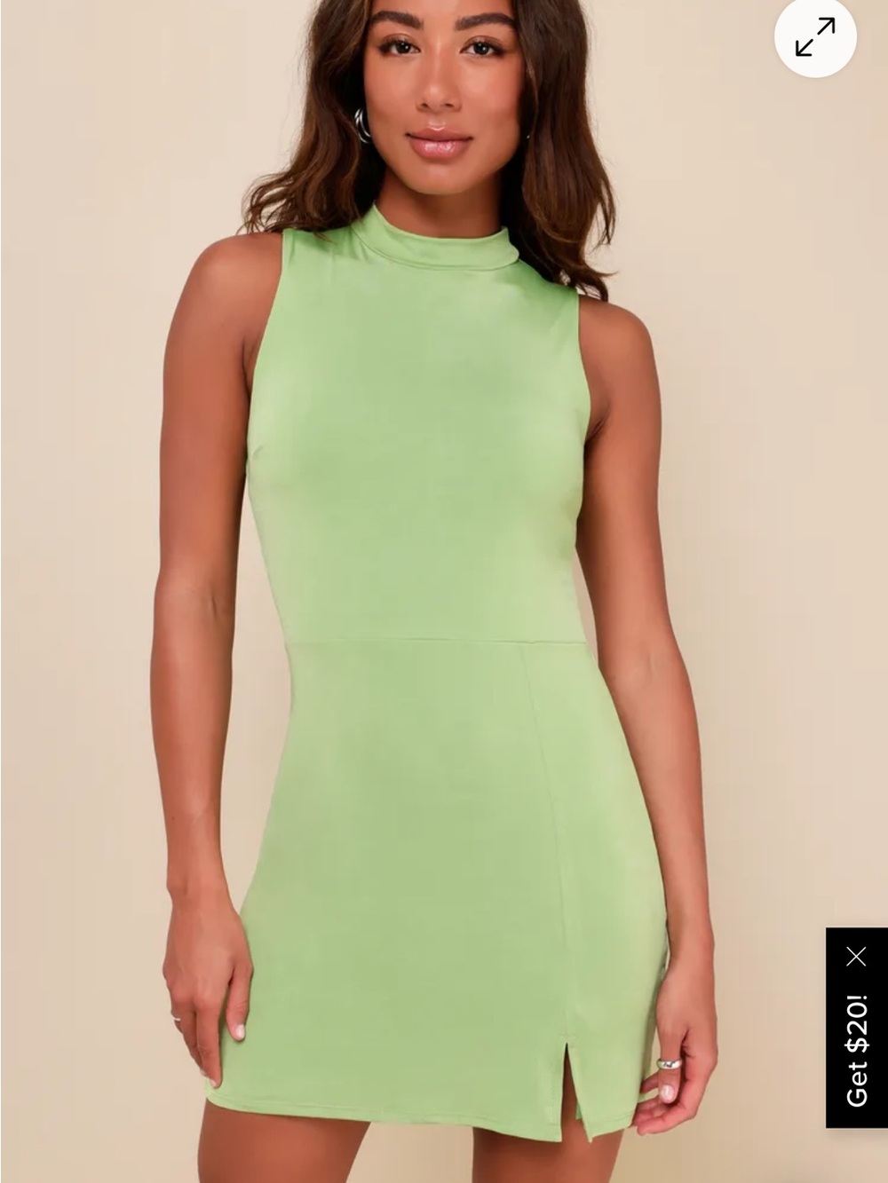 NWT Lulu's Lime Green Mock Neck Mini Dress